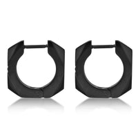 Faceted Cross Hoop Earring in Black Ion Plated Stainless Steel