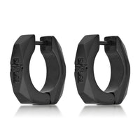 Faceted Cross Hoop Earring in Black Ion Plated Stainless Steel