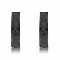 Faceted Cross Hoop Earring in Black Ion Plated Stainless Steel