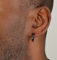 Faceted Cross Hoop Earring in Black Ion Plated Stainless Steel