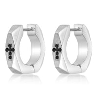 Faceted Cross Hoop Earring in Stainless Steel