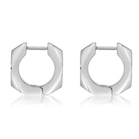 Faceted Cross Hoop Earring in Stainless Steel