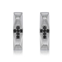 Faceted Cross Hoop Earring in Stainless Steel