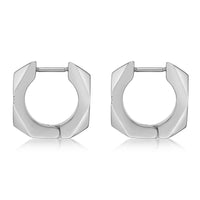 Faceted Cross Hoop Earring in Stainless Steel