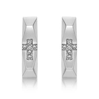 Faceted Cross Hoop Earring in Stainless Steel