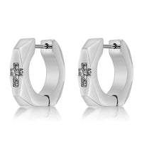 Faceted Cross Hoop Earring in Stainless Steel