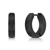 Channel Set Hoop Earring in Black Ion Plated Stainless Steel