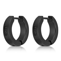 Channel Set Hoop Earring in Black Ion Plated Stainless Steel