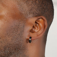 Channel Set Hoop Earring in Black Ion Plated Stainless Steel