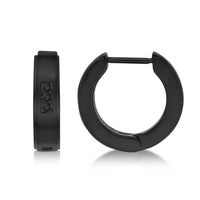 Channel Set Hoop Earring in Black Ion Plated Stainless Steel