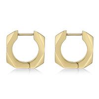 Faceted Cross Hoop Earring in Gold Ion Plated Stainless Steel