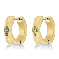 Faceted Cross Hoop Earring in Gold Ion Plated Stainless Steel