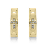 Faceted Cross Hoop Earring in Gold Ion Plated Stainless Steel