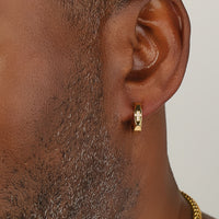 Faceted Cross Hoop Earring in Gold Ion Plated Stainless Steel