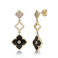 Flora Grand Triple Flower Cubic Zirconia Drop Earrings