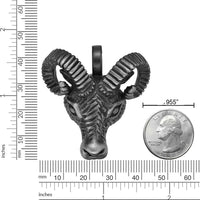 Ram Head Pendant in Matte Gray Ion Plated Stainless Steel