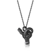Ram Head Pendant in Matte Gray Ion Plated Stainless Steel