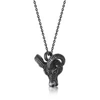 Ram Head Pendant in Matte Gray Ion Plated Stainless Steel