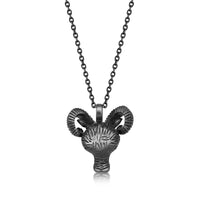 Ram Head Pendant in Matte Gray Ion Plated Stainless Steel