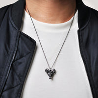 Ram Head Pendant in Matte Gray Ion Plated Stainless Steel