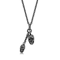 Father Son Skull Necklace in Antique Ion Plated Stainless Steel