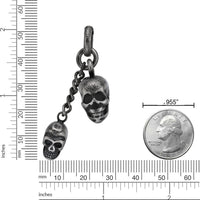 Father Son Skull Necklace in Antique Ion Plated Stainless Steel
