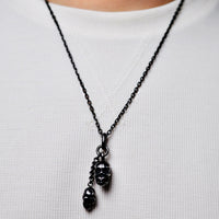 Father Son Skull Necklace in Antique Ion Plated Stainless Steel
