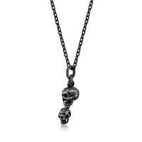 Father Son Skull Necklace in Antique Ion Plated Stainless Steel