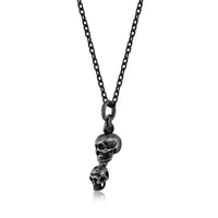 Father Son Skull Necklace in Antique Ion Plated Stainless Steel