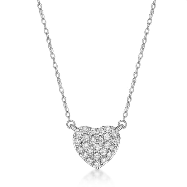 0.25 Carat Lab Grown Diamond Heart Pendant Necklace for Women in 10k White Gold on 18 Inch Rope Chain (G-H, VS2-SI1) Spring Ring