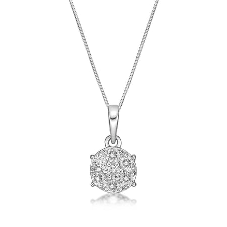 0.33 Carat Lab Grown Diamond Round Pendant Necklace for Women in 10k White Gold on 18 Inch Chain (G-H, VS2-SI1) Spring Ring