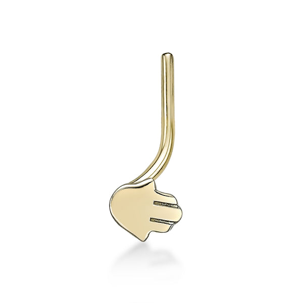 14K Gold Screw Hamsa Nose Ring - 20G