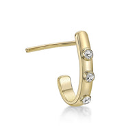 14K CZ Faux Hoop L-Shaped Cubic Zirconia Nose Ring - 20G