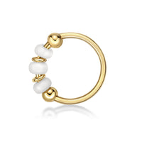 14K Beaded Hoop Nose Ring - 20G