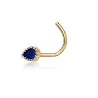 14K Teardrop Curved Nose Ring - 20G