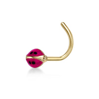 14K Ladybug Curved Nose Ring - 20G
