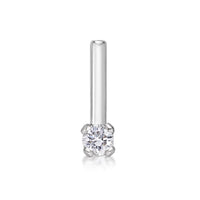 14K Gold L-Shaped Diamond Nose Ring - 18G