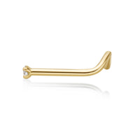 14K Gold Screw Diamond Nose Ring - 18G