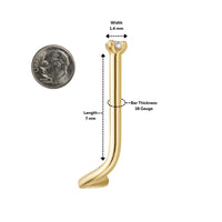 14K Gold Screw Diamond Nose Ring - 18G