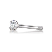 14K Gold Straight Bone Diamond Nose Ring - 18G