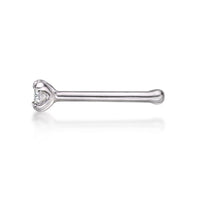14K Gold Straight Bone Diamond Nose Ring - 18G