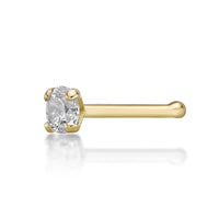 14K Gold Straight Bone Diamond Nose Ring - 18G