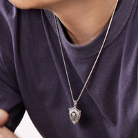 Lion Shield Pendant in Antique Finish Stainless Steel
