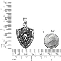 Lion Shield Pendant in Antique Finish Stainless Steel