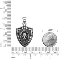 Lion Shield Pendant in Antique Finish Stainless Steel