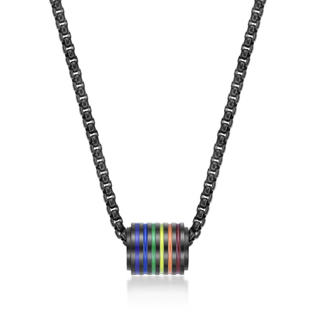 Rainbow Barrel Pendant in Black Ion Plated Stainless Steel