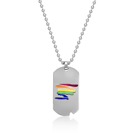 Rainbow Dog Tag Pendant in Stainless Steel