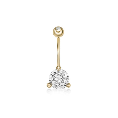 Solitaire Round Cubic Zirconia Belly Ring - 16G