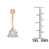 Solitaire Round Cubic Zirconia Belly Ring - 16G