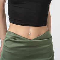 Solitaire Round Cubic Zirconia Belly Ring - 16G